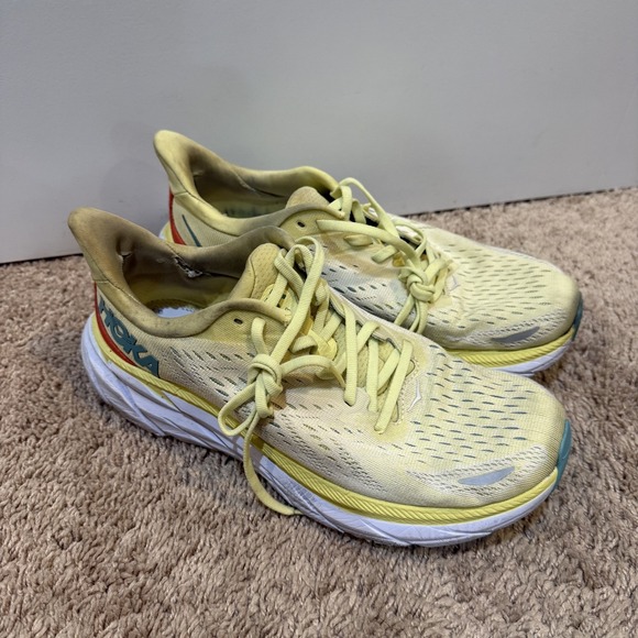 Hoka One One Clifton 8 Shoes Womens Size 9.5 Yellow Running Trainers Lightweight - Picture 3 of 8